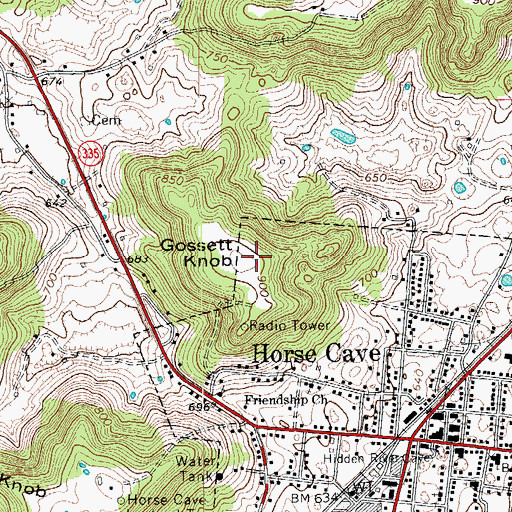 Topographic Map of Gossett Knob, KY