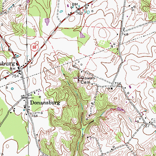Topographic Map of Gowen Cemetery, KY