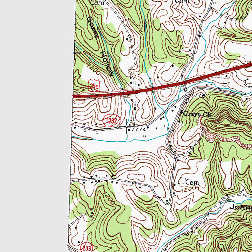 Topographic Map of Gozey Hollow, KY