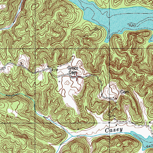 Topographic Map of Grace Cemetery, KY