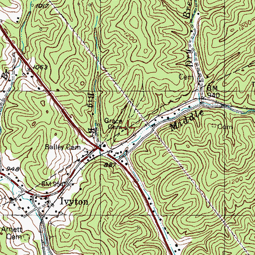 Topographic Map of Grace Cemetery, KY