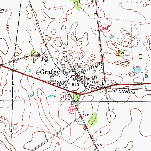 Topographic Map of Gracey, KY