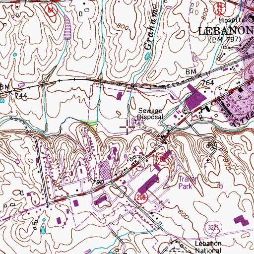 Topographic Map of Graham Branch, KY
