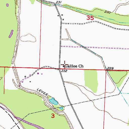 Topographic Map of Galilee Church, AR