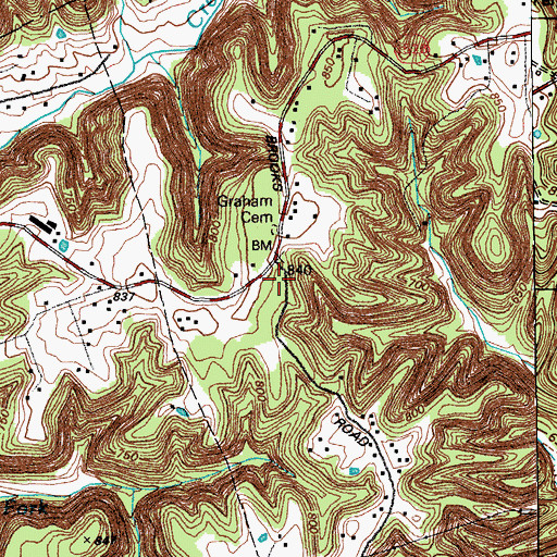 Topographic Map of Graham Cemetery, KY