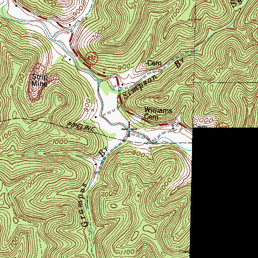 Topographic Map of Grampus Branch, KY