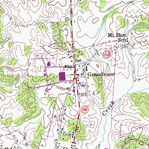 Topographic Map of Grandview, KY