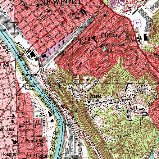 Topographic Map of Grandview School, KY