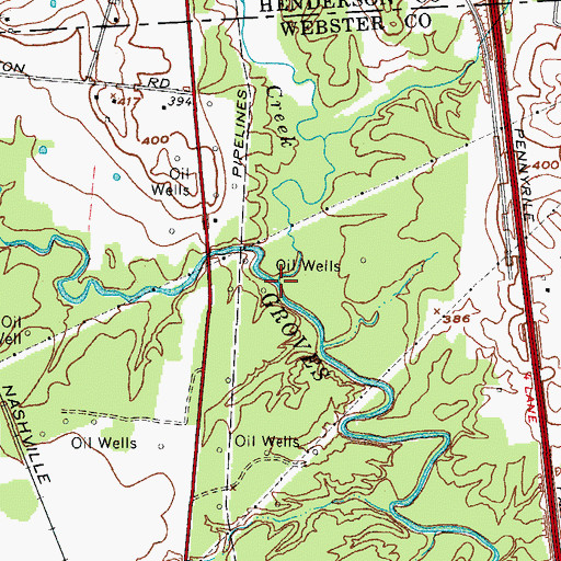 Topographic Map of Grane Creek, KY
