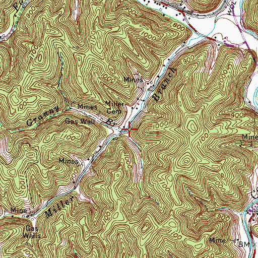 Topographic Map of Granny Branch, KY