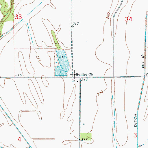 Topographic Map of Galilee Church, AR