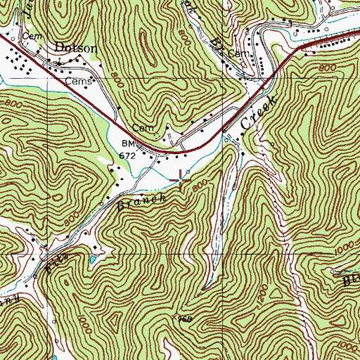 Topographic Map of Granny Fitz Branch, KY