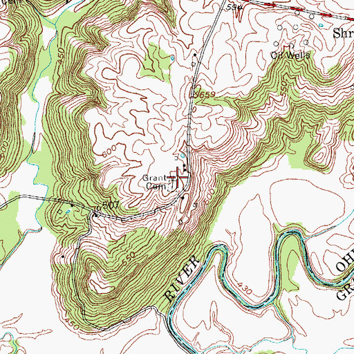 Topographic Map of Grant Cemetery, KY