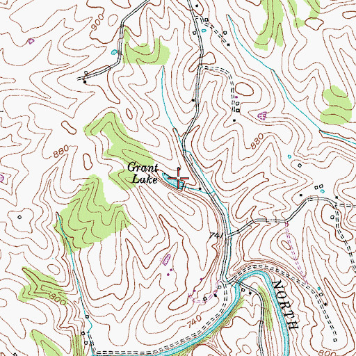 Topographic Map of Grant Lake, KY