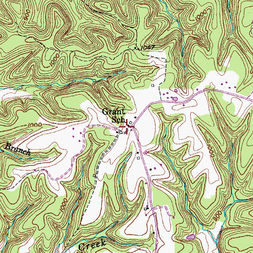 Topographic Map of Grant School, KY