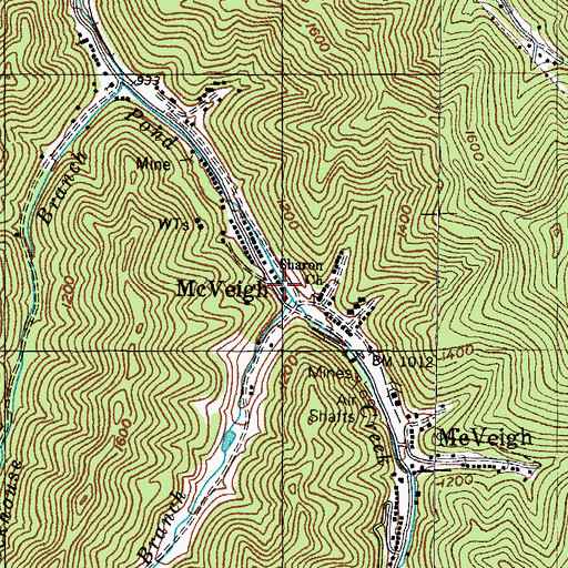 Topographic Map of Grants Branch, KY