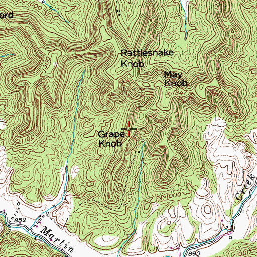 Topographic Map of Grape Knob, KY