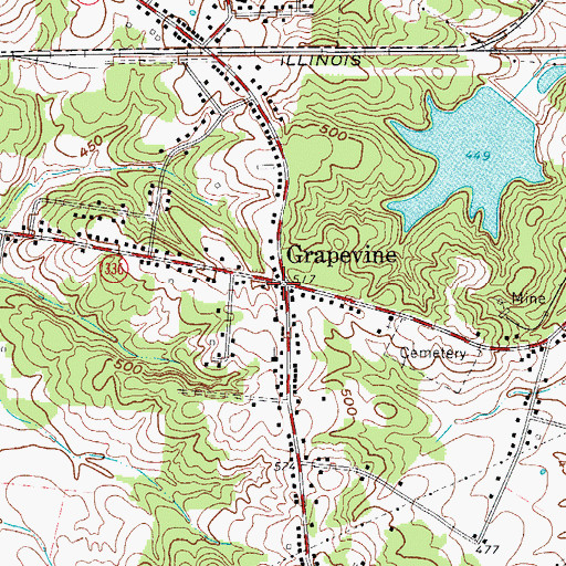 Topographic Map of Grapevine, KY