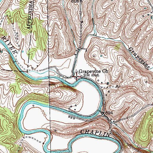 Topographic Map of Grapevine Church, KY