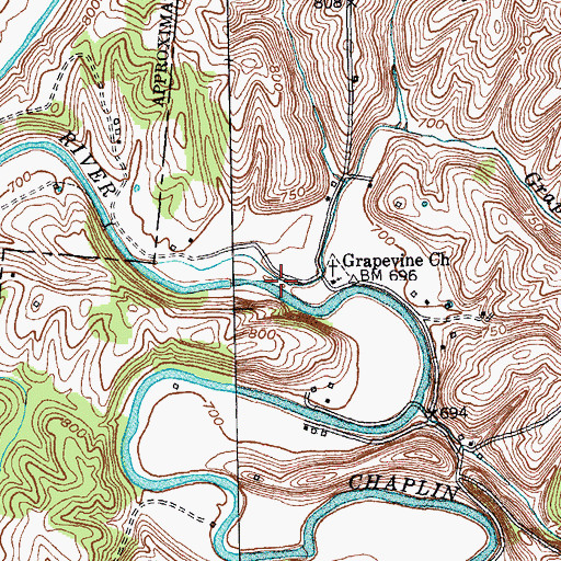 Topographic Map of Grapevine Creek, KY