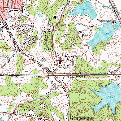 Topographic Map of Grapevine School, KY