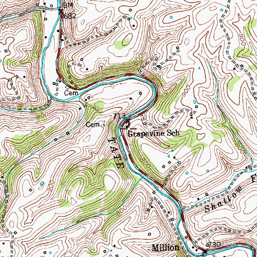 Topographic Map of Grapevine School, KY