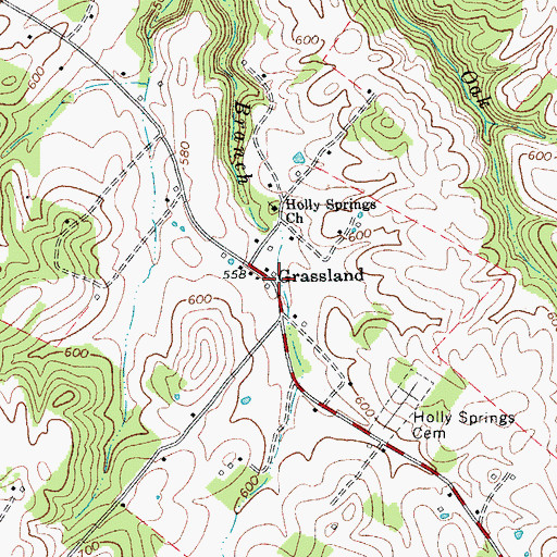 Topographic Map of Grassland, KY