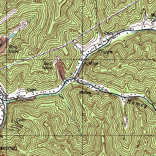 Topographic Map of Grassy Branch, KY