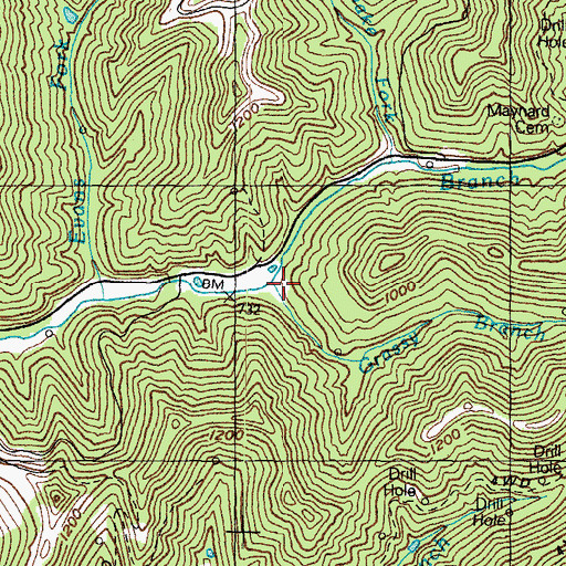 Topographic Map of Grassy Branch, KY