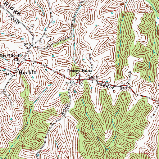 Topographic Map of Grassy Run Church, KY