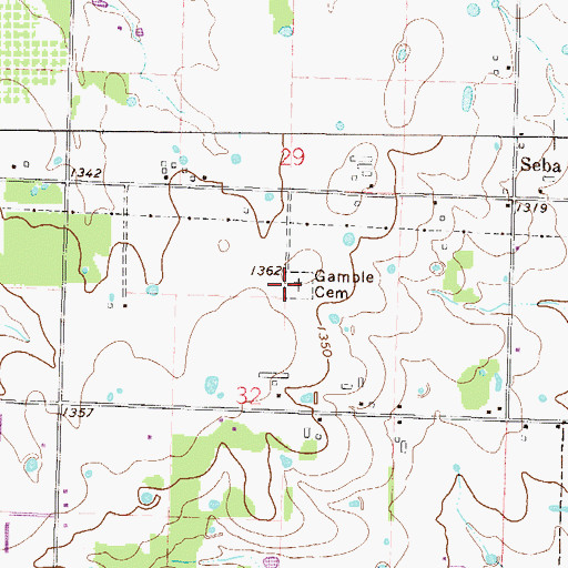 Topographic Map of Gamble Cemetery, AR