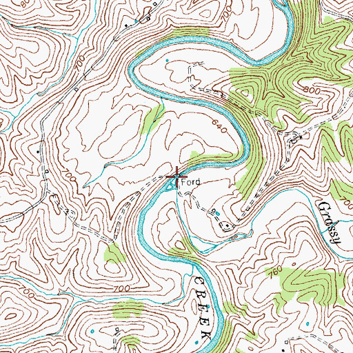 Topographic Map of Grassy Run, KY