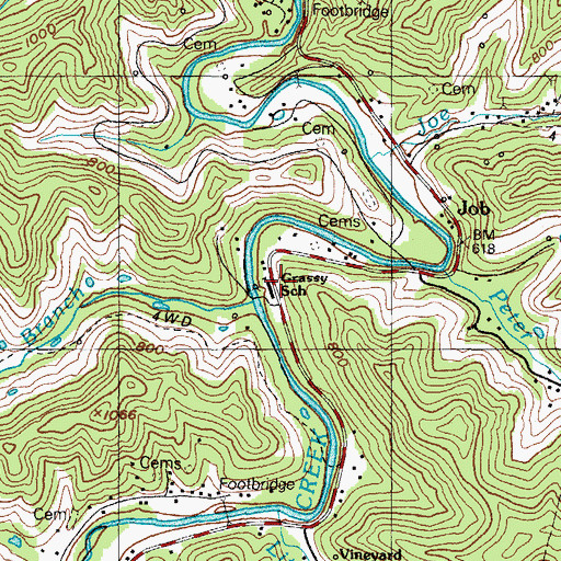 Topographic Map of Grassy School, KY