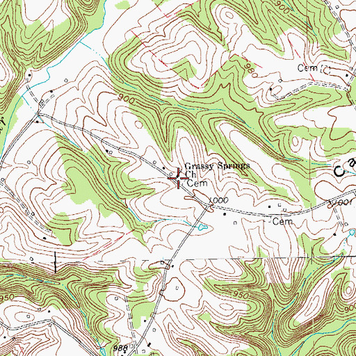 Topographic Map of Grassy Springs Church, KY