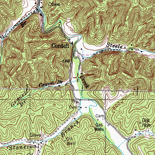 Topographic Map of Gravel Branch, KY