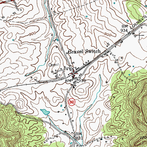 Topographic Map of Gravel Switch, KY
