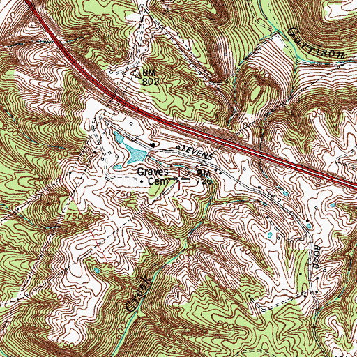 Topographic Map of Graves Cemetery, KY
