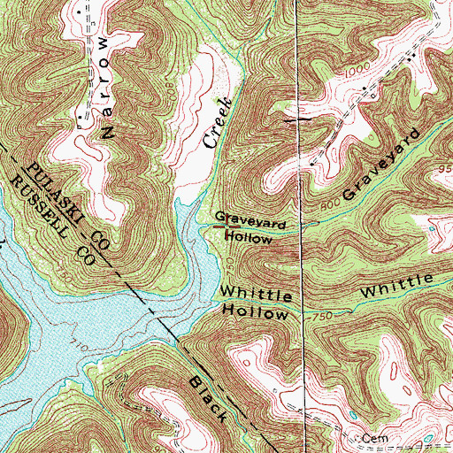 Topographic Map of Graveyard Hollow, KY