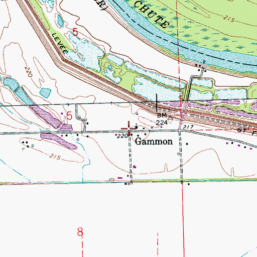 Topographic Map of Gammon, AR