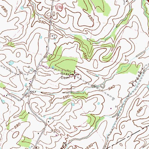 Topographic Map of Gray Cemetery, KY