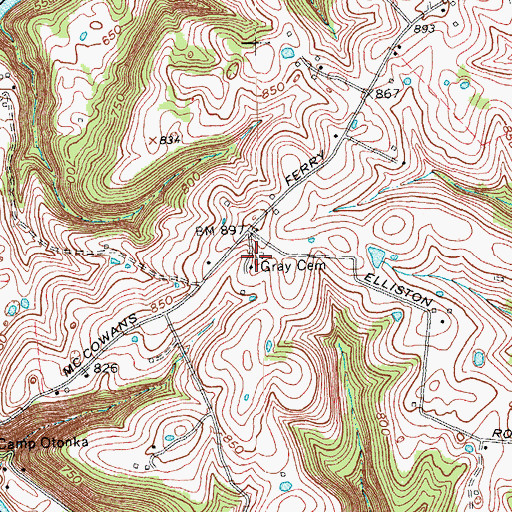 Topographic Map of Gray Cemetery, KY