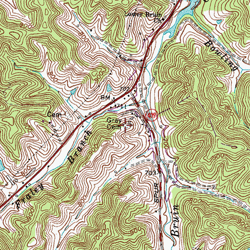 Topographic Map of Gray Cemetery, KY