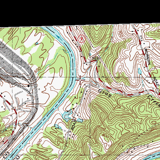 Topographic Map of Gray Creek, KY