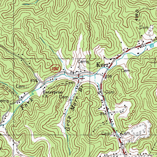 Topographic Map of Gray Mare Branch, KY