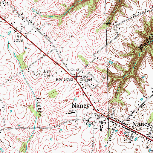Topographic Map of Grays Chapel, KY