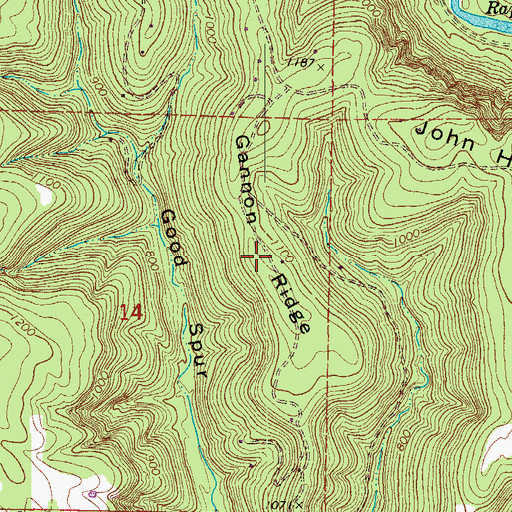 Topographic Map of Gannon Ridge, AR