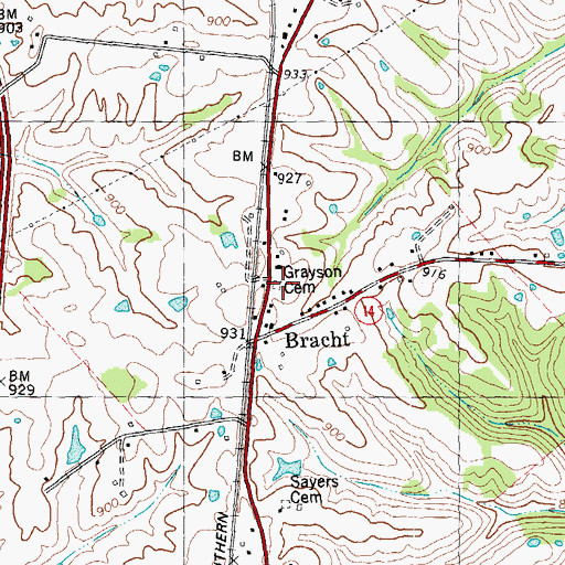 Topographic Map of Grayson Cemetery, KY
