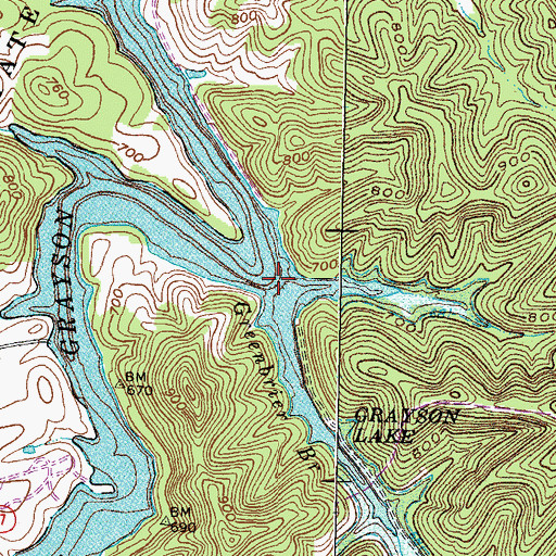 Topographic Map of Grayson Lake, KY