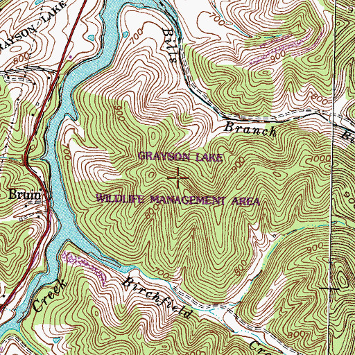 Topographic Map of Grayson Lake Wildlife Management Area, KY