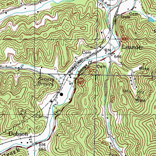 Topographic Map of Greasy Branch, KY